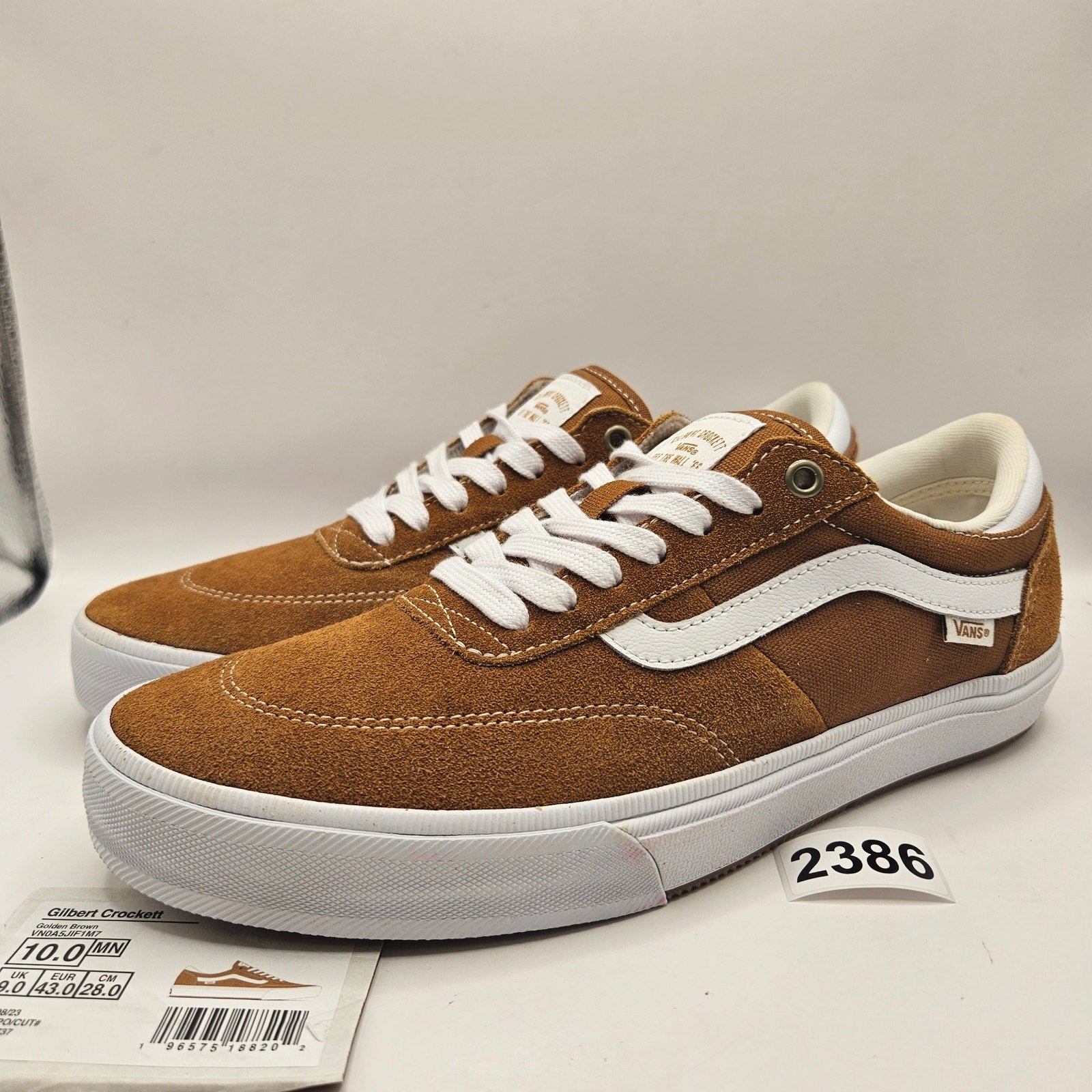 VANS MEN'S 10 GILBERT CROCKETT SKATE SHOES GOLDEN BROWN CANVAS POPCUSH NWOB