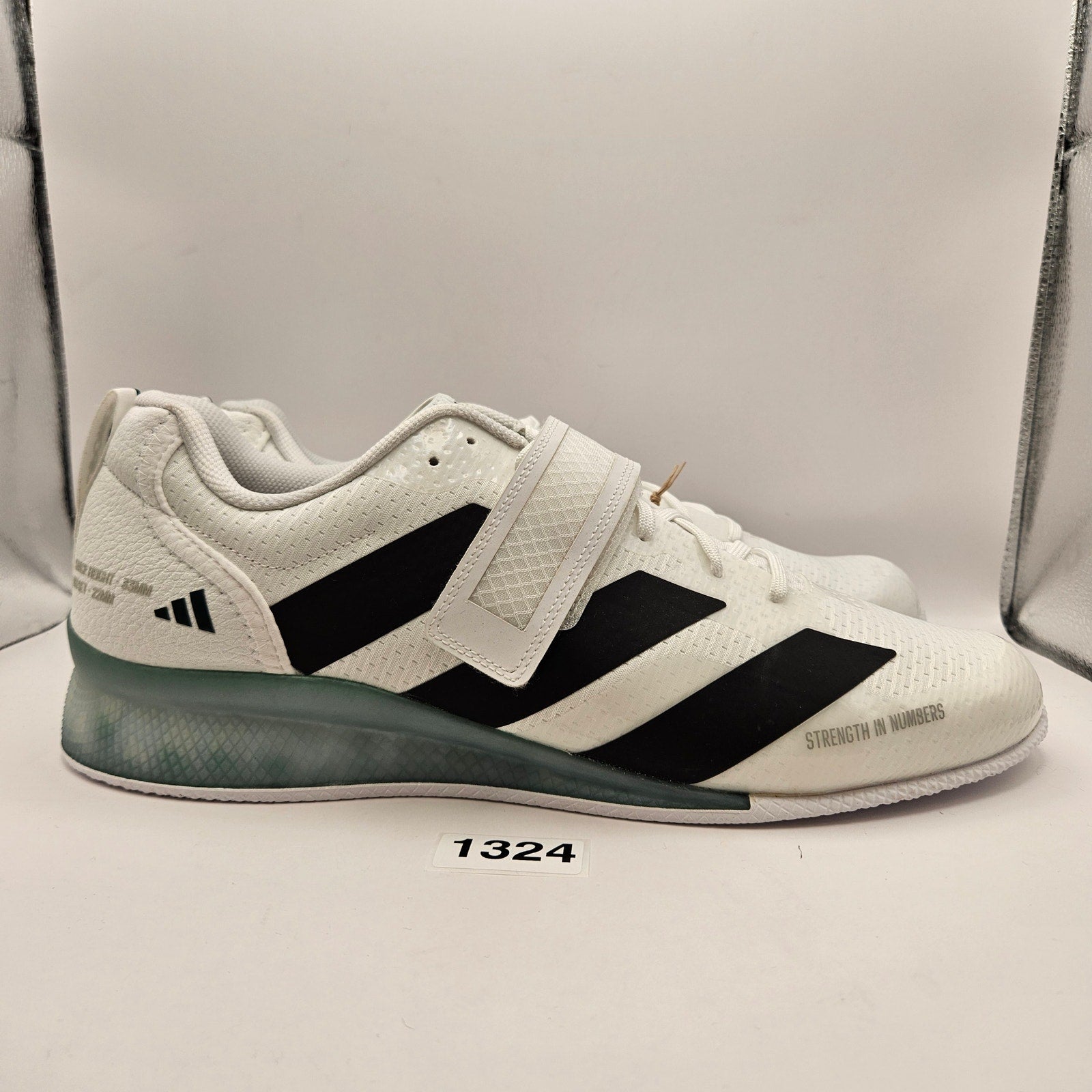 ADIDAS ADIPOWER MEN'S 14 WEIGHTLIFTING SHOES IH8233 WHITE BLACK CLEAR SOLE NWOB