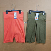LOT OF 2 - ADIDAS ORIGINALS WOMEN'S (XS & S) RIBBED SHORT LEGGINGS GREEN CORAL