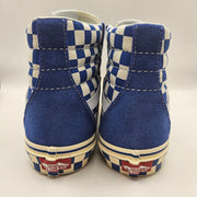 VANS WOMEN'S 8.5 SK8-HI CHECKERBOARD SIDEWALL CLASSIC BLUE SKATEBOARD NWOB