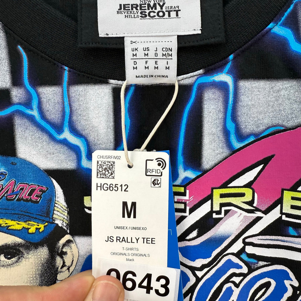 ADIDAS X JEREMY SCOTT MEN'S MEDIUM NASCAR RALLY CAR BLACK TSHIRT HG6512