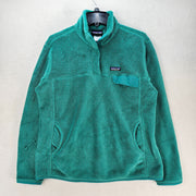 PATAGONIA *HOLES* WOMEN'S XL TEAL SYNCHILLA SNAP-T PULLOVER FLEECE JACKET GREEN