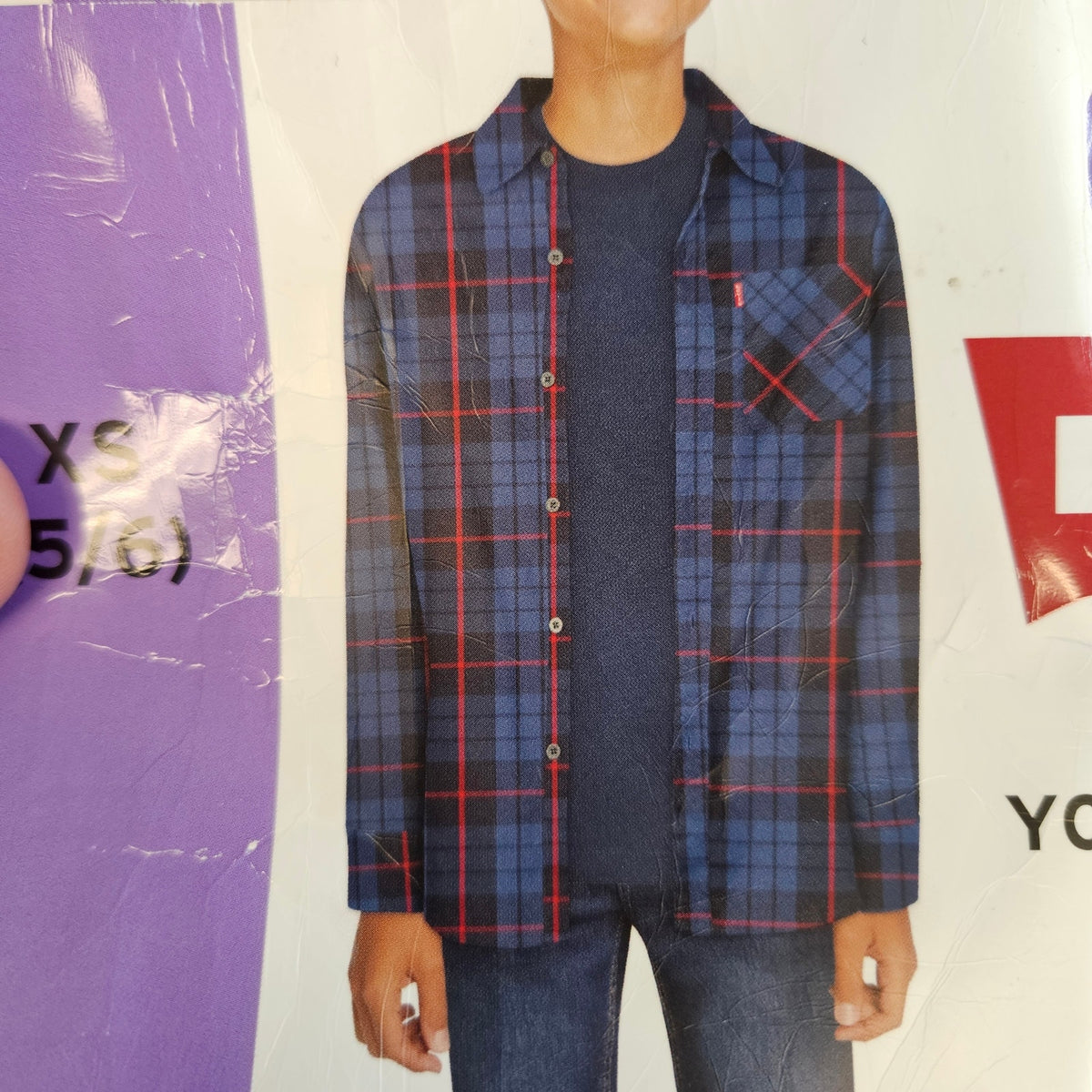 LEVI'S BOYS XS(5/6) WAFFLE LONG SLEEVE & FLANNEL SHIRT COMBO NWOT