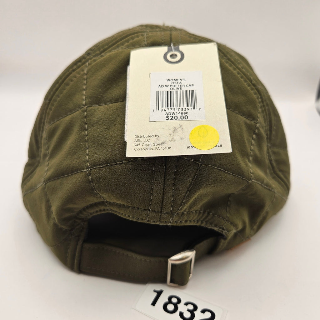 ALPINE DESIGN WOMEN'S OS OLIVE GREEN PUFFER CAP ADJUSTABLE STRAP NWT