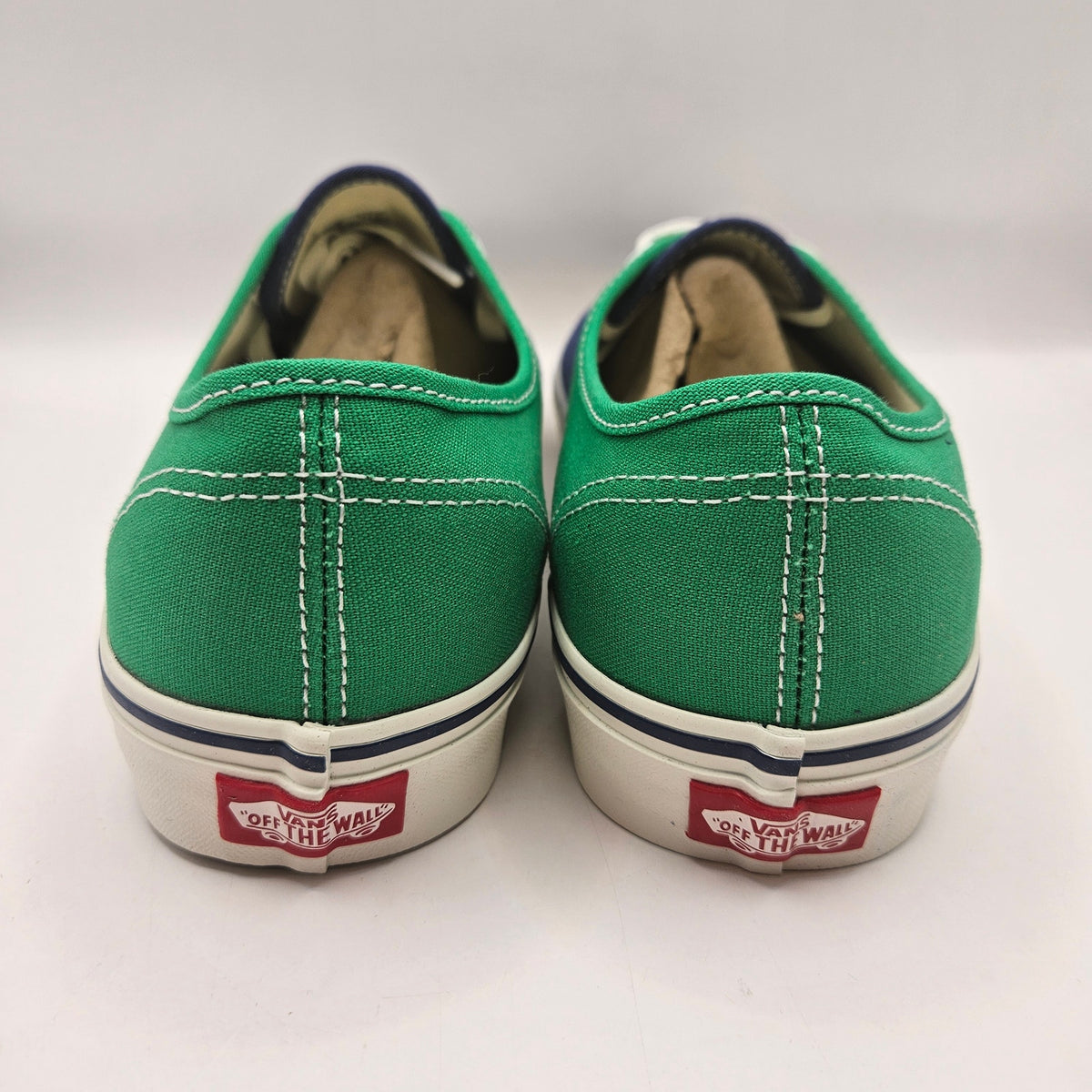 VANS MEN'S 9.5 AUTHENTIC PRIMARY NAVY GREEN SUEDE CANVAS NWOB LOW TOP SNEAKER