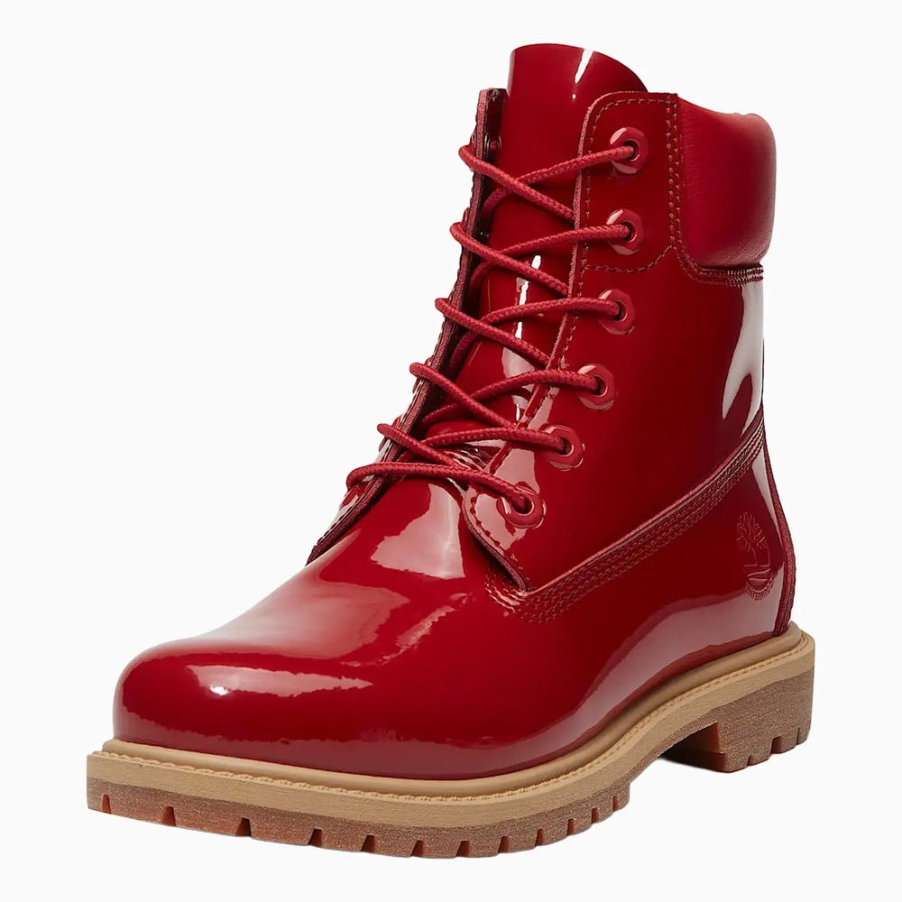 TIMBERLAND WOMEN'S 6.5 PREMIUM 6 IN BOOT WATERPROOF RED PATENT LEATHER NIB
