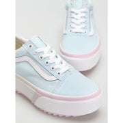 VANS WOMEN'S 10 OLD SKOOL STACKED PLATFORM BLUE WHITE PINK NIB