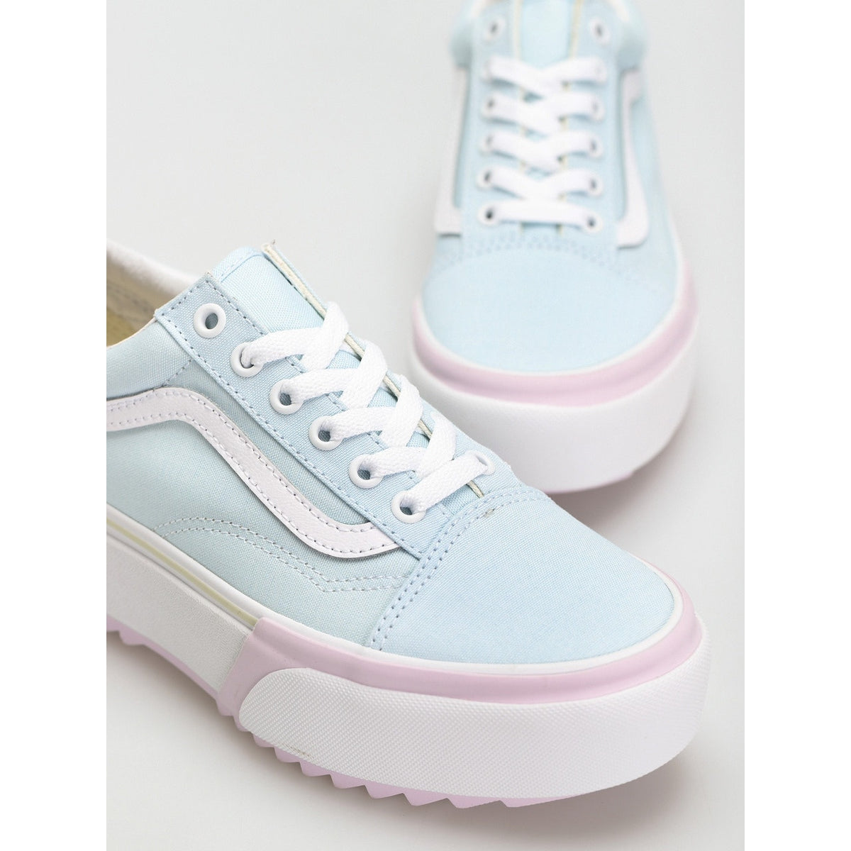 VANS WOMEN'S 10 OLD SKOOL STACKED PLATFORM BLUE WHITE PINK NIB
