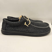 HEY DUDE MEN'S 10 WALLY SOX MICRO TOTAL BLACK OXFORD LIGHTWEIGHT SNEAKER