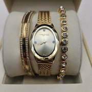 ANNE KLEIN NEW YORK CRYSTAL ACCENTED BANGLE WOMEN'S WATCH & BRACELET 12/7786GPST