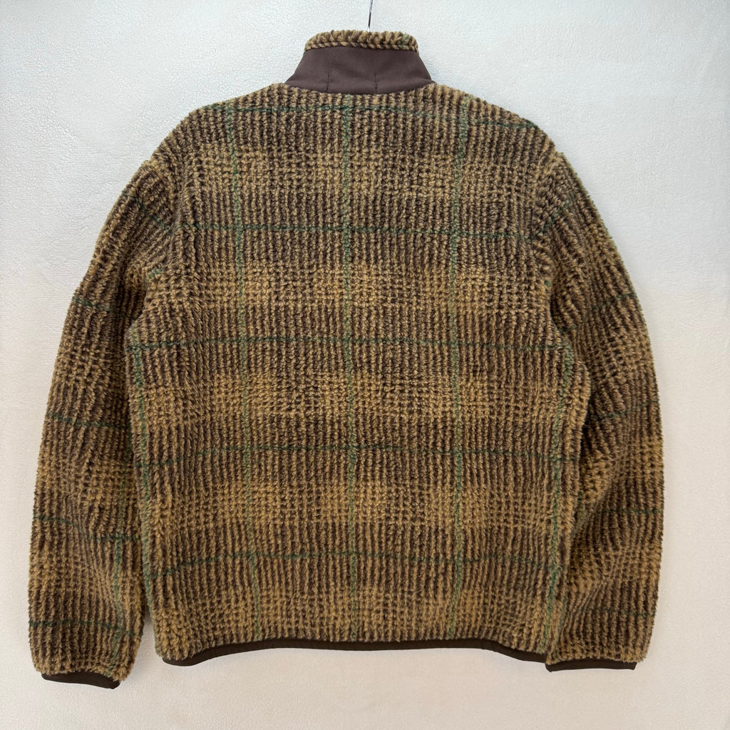 POLO RALPH LAUREN MEN'S MEDIUM BROWN GLEN PLAID PILE FLEECE JACKET