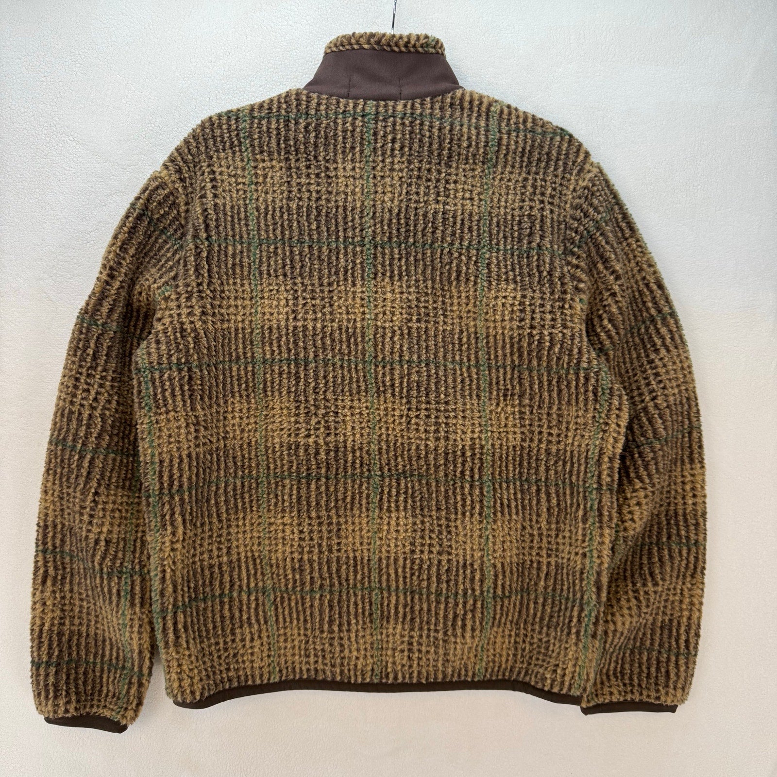 POLO RALPH LAUREN MEN'S MEDIUM BROWN GLEN PLAID PILE FLEECE JACKET