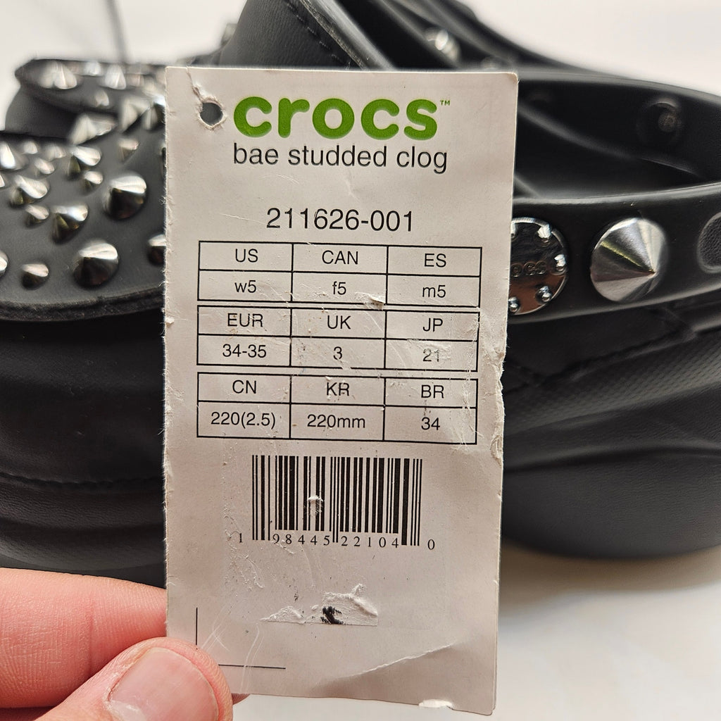 CROCS WOMEN'S 5 BAE STUDDED CLOG BLACK PLATFORM NWOB 211626-001
