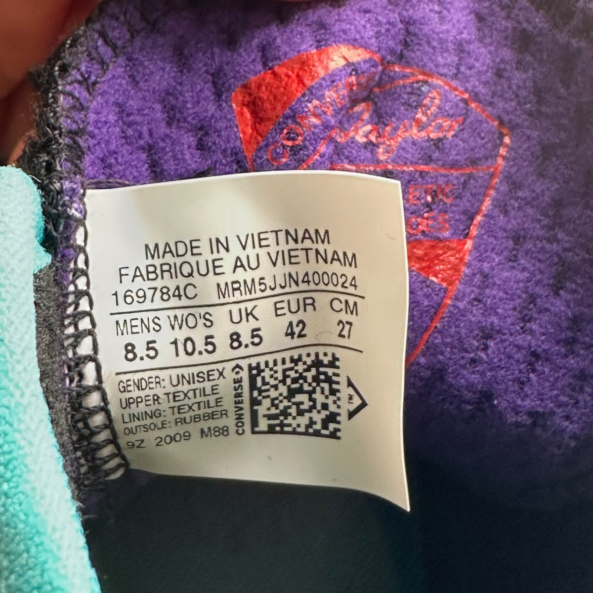 CONVERSE Men's 8.5 Chuck 1970 High Top Sherpa Teal Purple 169784C