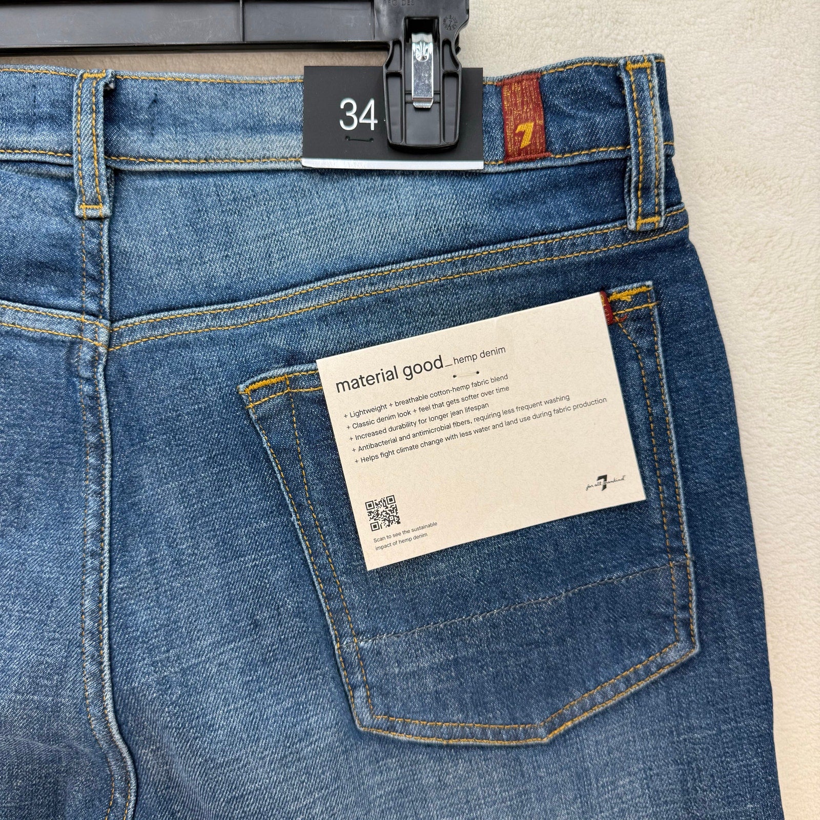 7 FOR ALL MANKIND MEN'S 33 ADRIEN HEMP SLIM TAPERED DARK JEANS