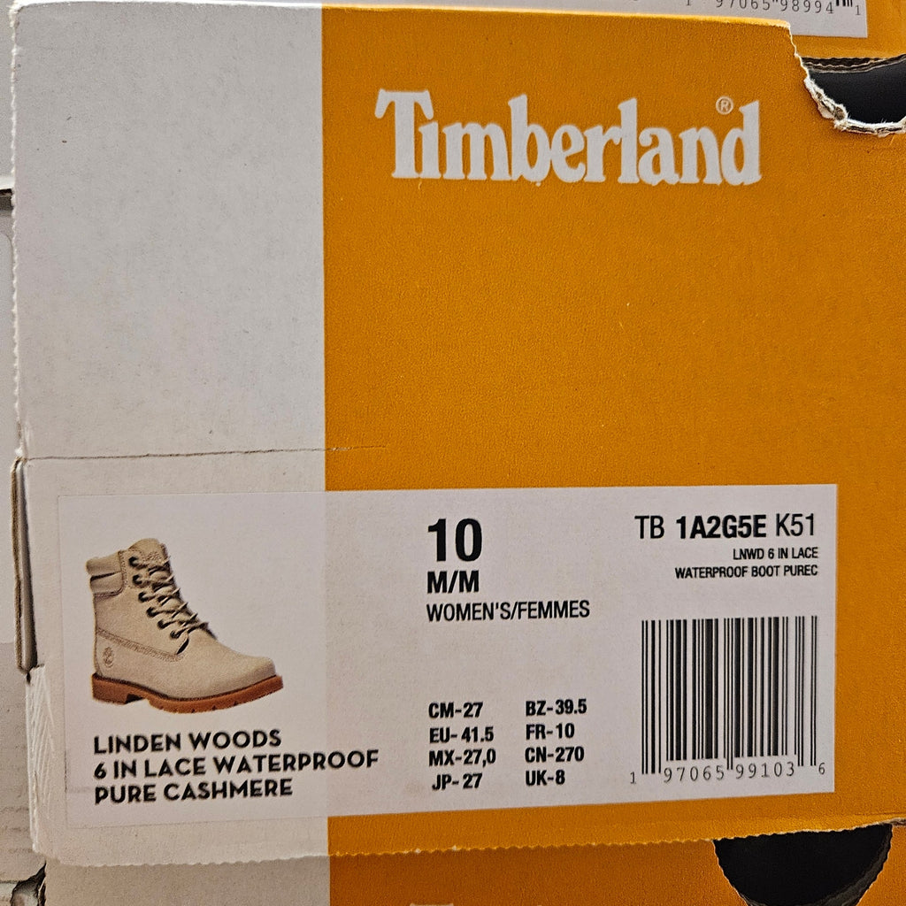 TIMBERLAND WOMEN'S 10 LINDEN WOODS 6 IN LACE WATERPROOF BOOT PURE CASHMERE NIB