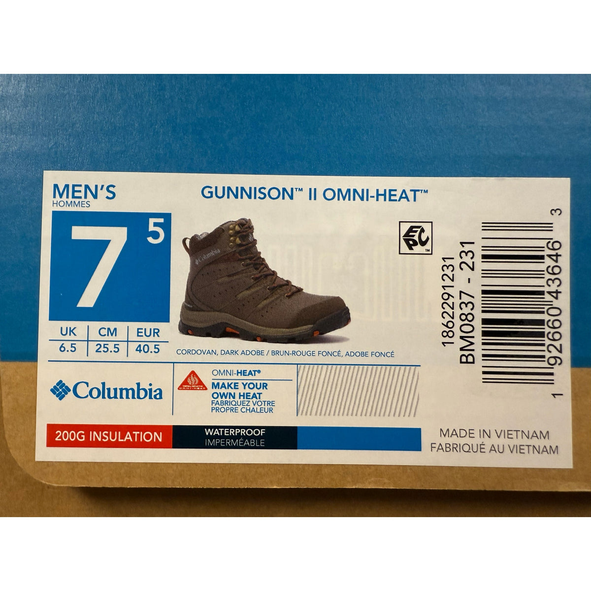 COLUMBIA Men's 7.5 Gunnison II Omni-Heat 200G Insulation Waterproof