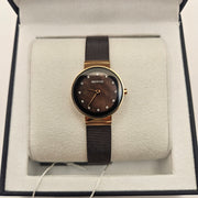 BERING WOMEN'S CLASSIC STAINLESS STEEL BROWN MILANESE MESH WATCH, 24M 10124-265
