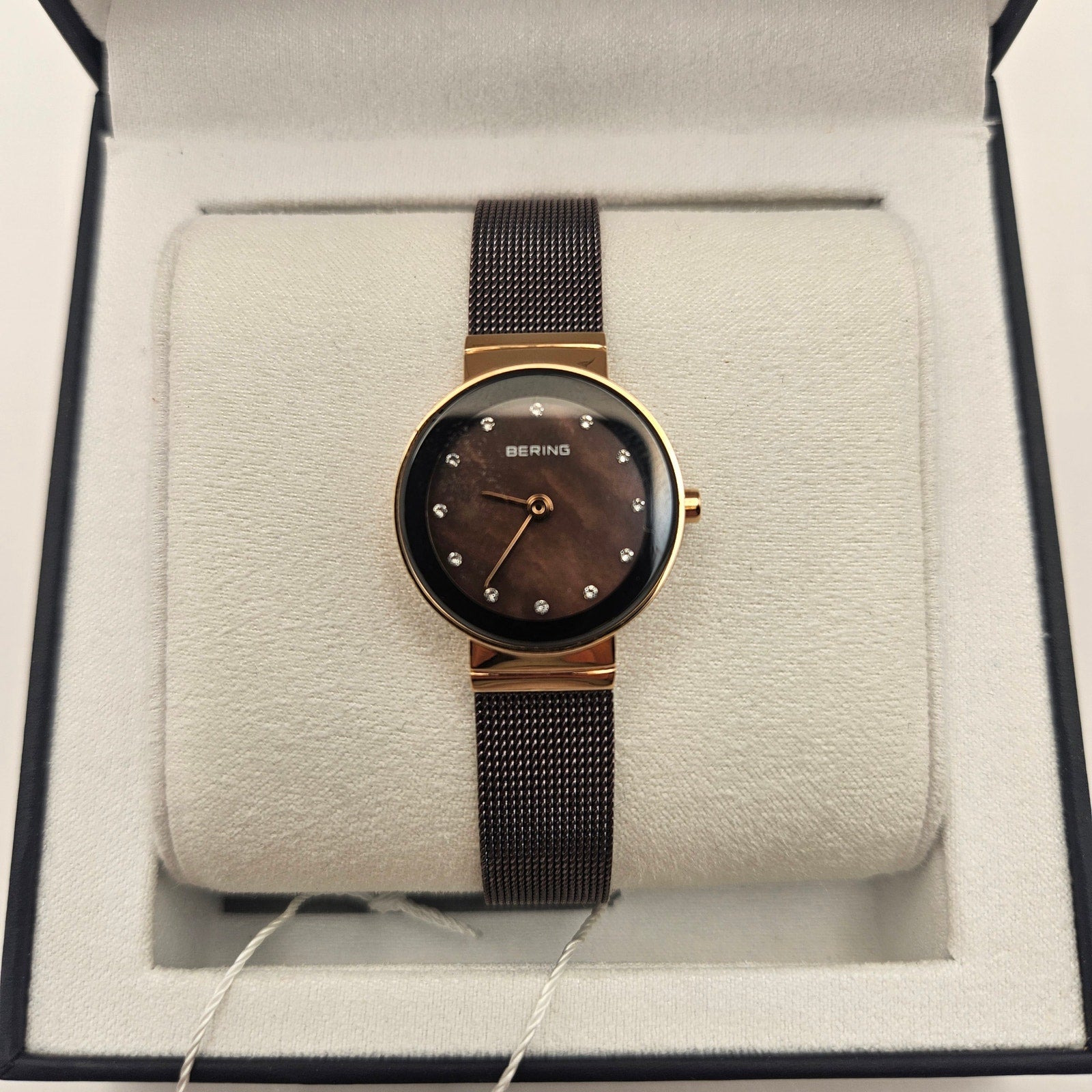BERING WOMEN'S CLASSIC STAINLESS STEEL BROWN MILANESE MESH WATCH, 24M 10124-265