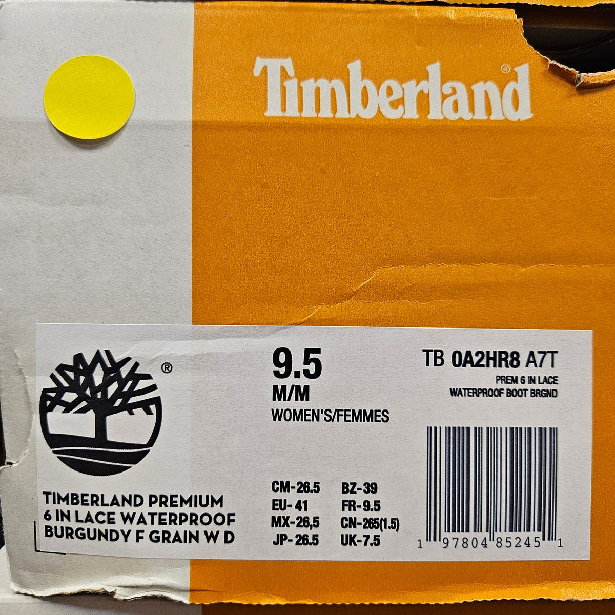 TIMBERLAND WOMEN'S 9.5 PREMIUM 6 INCH WATERPROOF BOOT BURGUNDY BROWN NIB