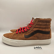 VANS MEN'S 7.5 SK8 HI PIG SUEDE PLAID GLAZED GINGER BROWN NWOB