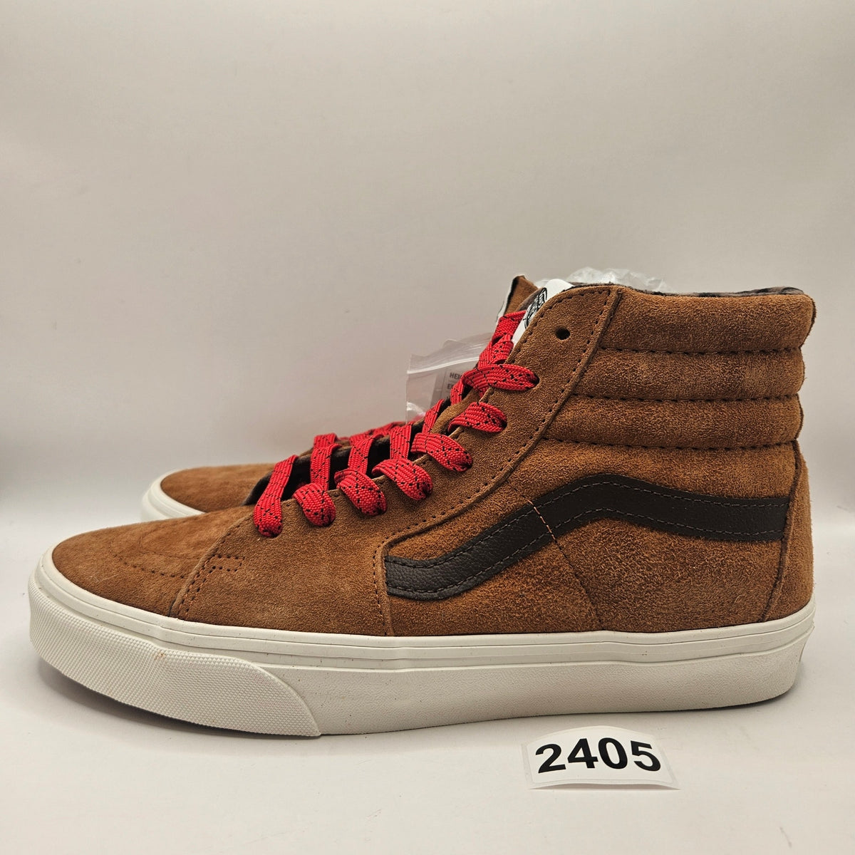 VANS MEN'S 7.5 SK8 HI PIG SUEDE PLAID GLAZED GINGER BROWN NWOB
