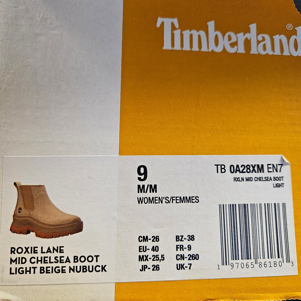 TIMBERLAND WOMEN'S 9 ROXIE LANE MID CHELSEA BOOT LT BEIGE NUBUCK NIB