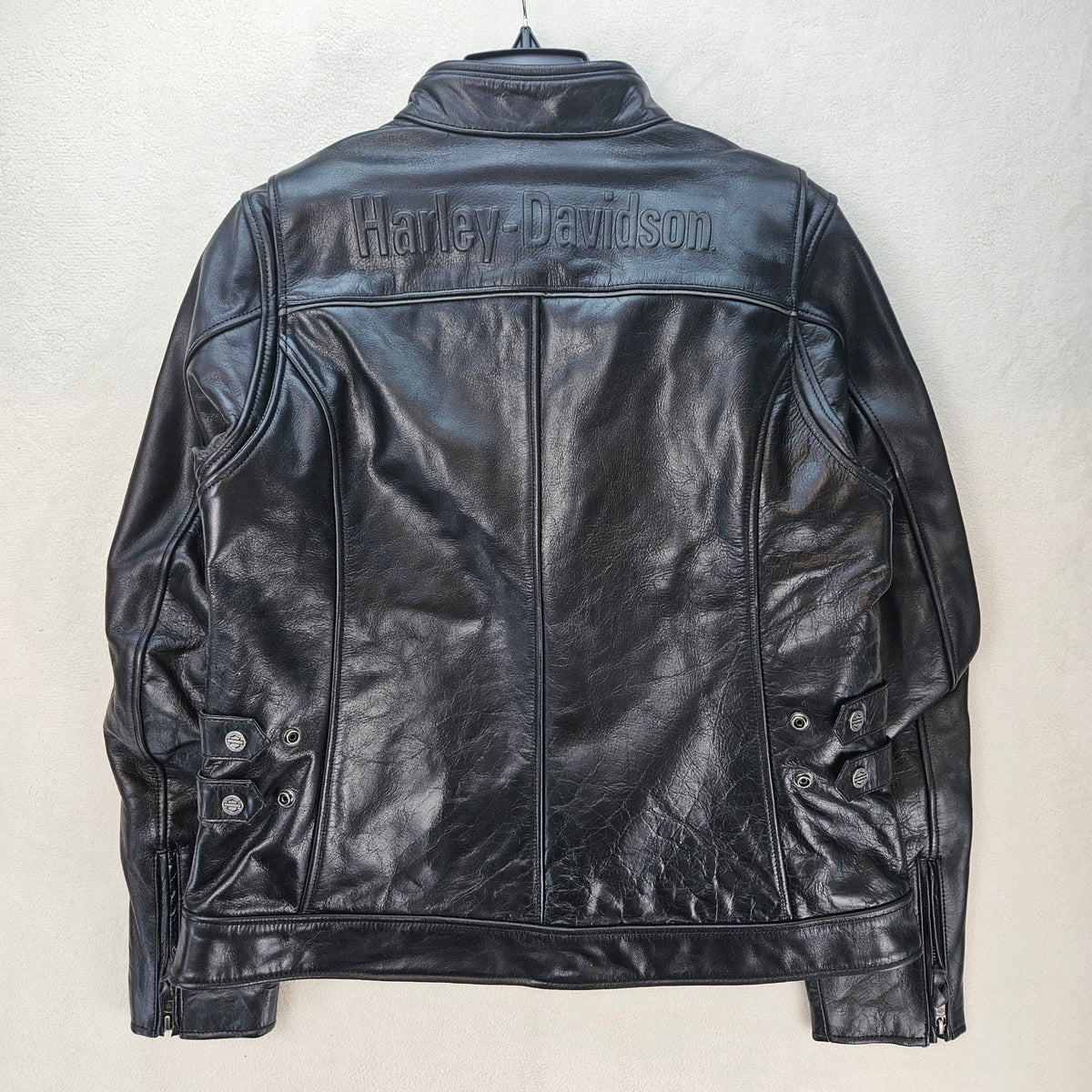 HARLEY DAVIDSON WOMEN'S LARGE CAFE RACER MODULAR LEATHER JACKET BLK 98019-23VW