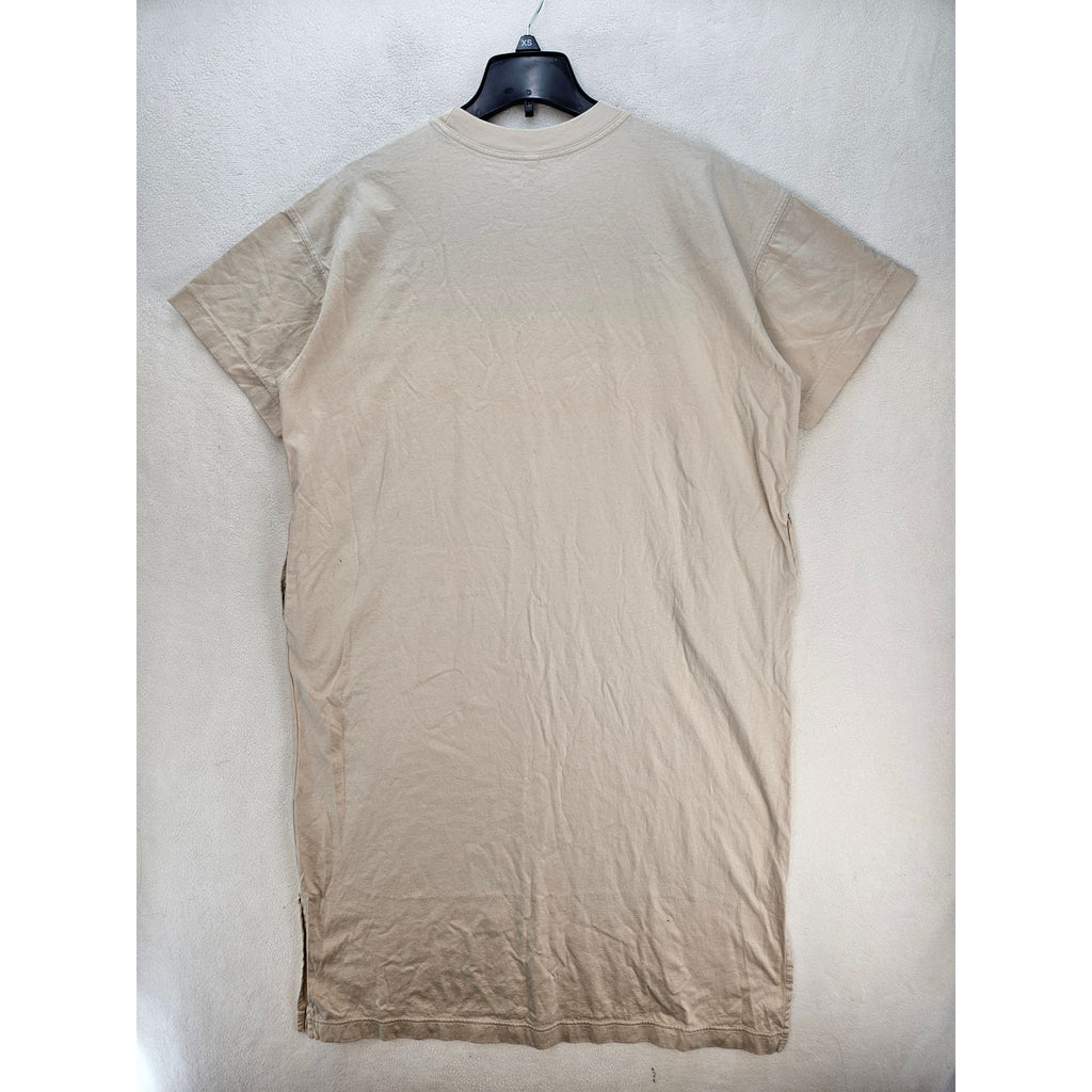 UNIQLO WOMEN'S L OVERSIZED LONGLINE TSHIRT DRESS BEIGE