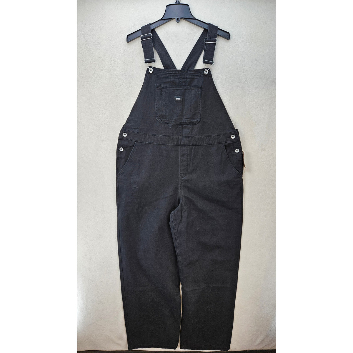 VANS WOMEN'S XL BLACK OVERALL SIRELLE BLACK COTTON RELAXED FIT