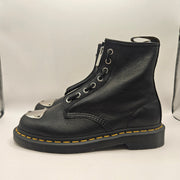 DR MARTENS WOMEN'S 8 MP 1460 LUNAR BLACK LEATHER ZIP TOE PLATE NWOB