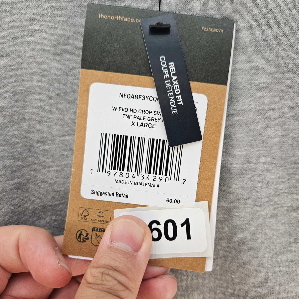 THE NORTH FACE WOMEN'S XL EVOLUTION HALF DOME CROP SWEATSHIRT TNF PALE GREY