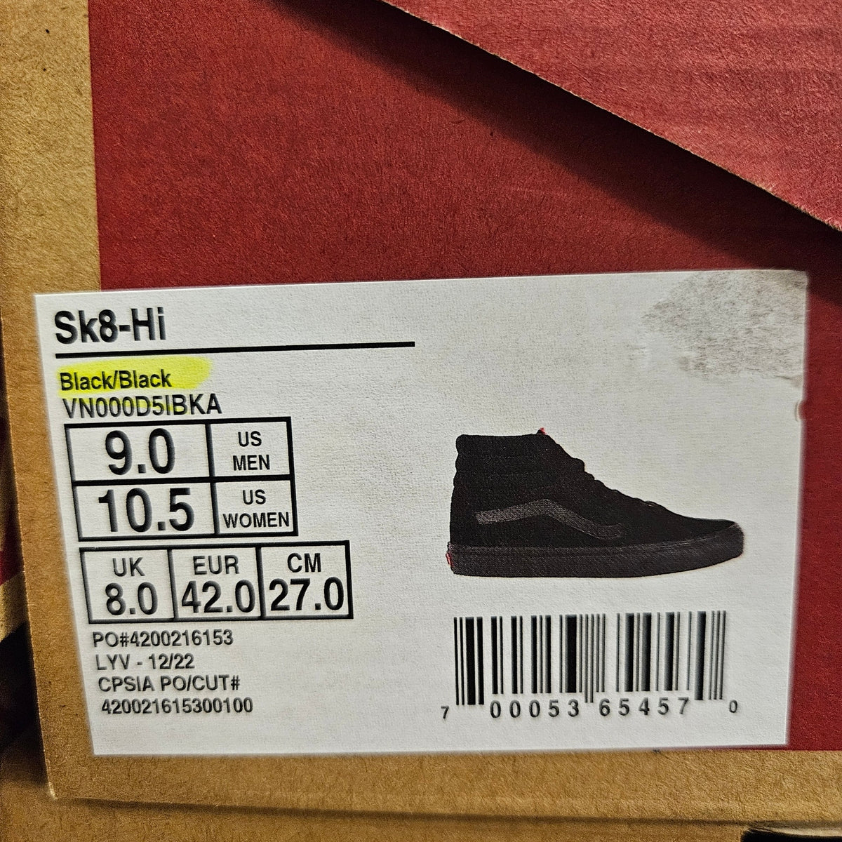 VANS MEN'S 9 SK8-HI TRIPLE BLACK SUEDE HI TOP SNEAKER VN000D5IBKA NIB