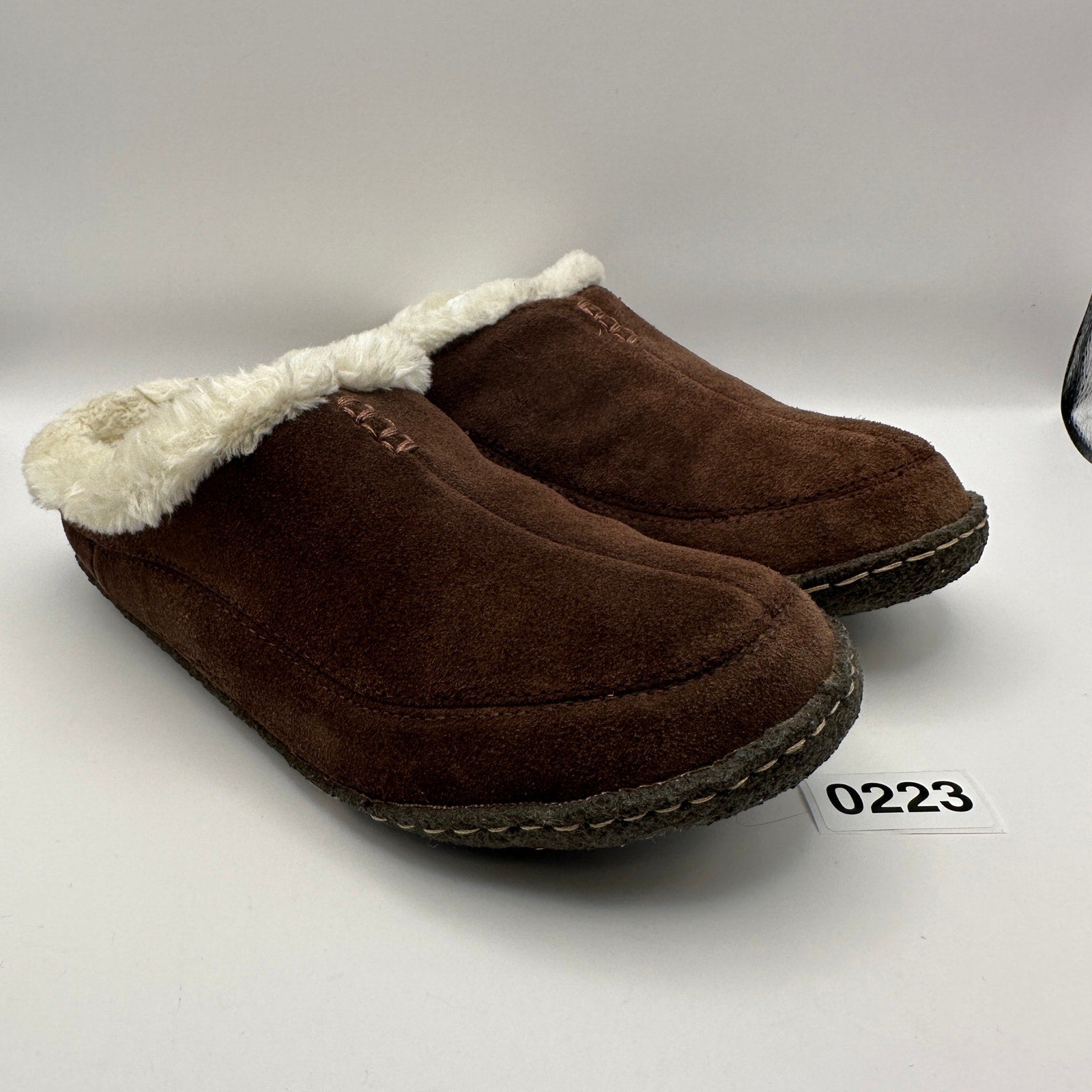 COLUMBIA Men's 7 Brown Sherpa Fur Clog Suede