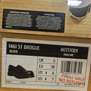 DR MARTENS WOMEN'S 7 ANALINE 40717001 1461 ST BROGUE BLACK LOW STEEL TOE RARE