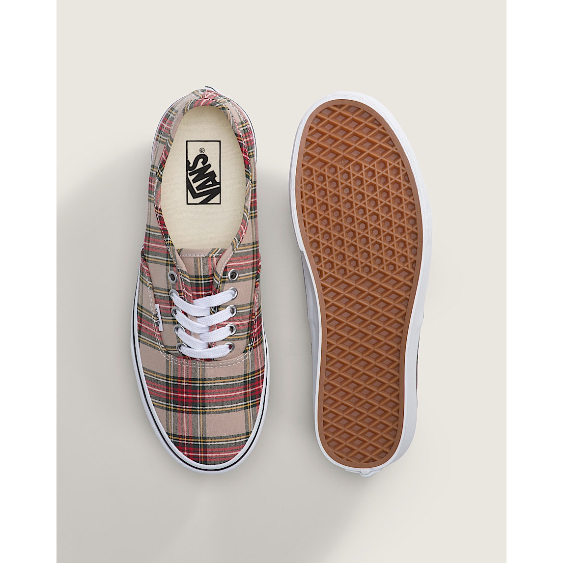 VANS MEN'S 11 AUTHENTIC LOW TOP SNEAKER PLAID TAN NIB VN000EGATAN
