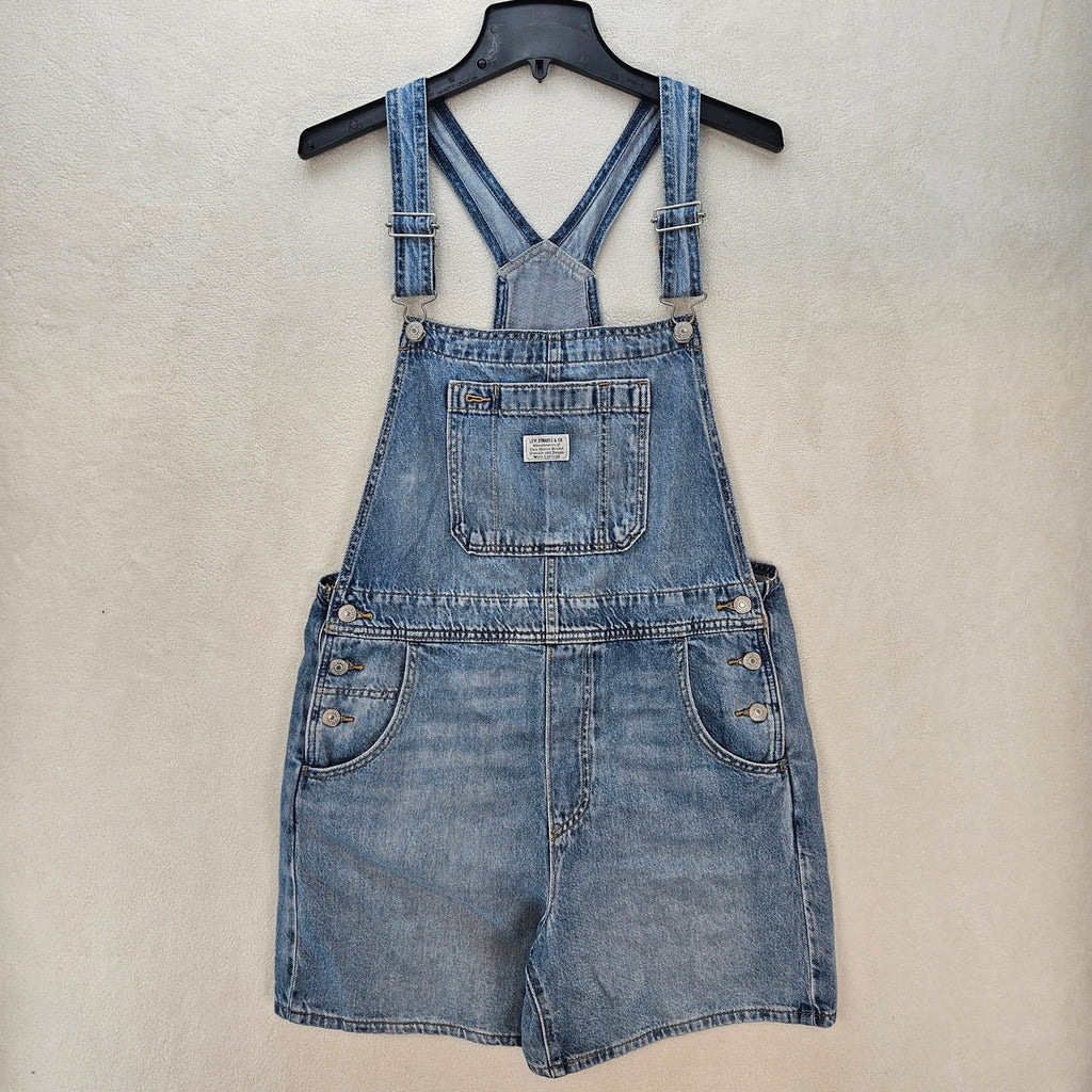 LEVI'S WOMEN'S MEDIUM PREMIUM LIGHT WASH UTILITY SHORTALLS NWT