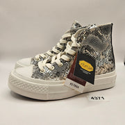 CONVERSE WOMEN'S 5 FIRST STRING CHUCK TAYLOR SNAKESKIN SNOW WHITE BLACK A18412C