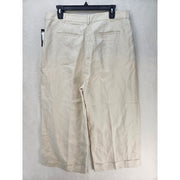 LAUREN RALPH LAUREN WOMEN'S 14P LINEN BLEND WIDE LEG CROPPED PANTS NWT IVORY