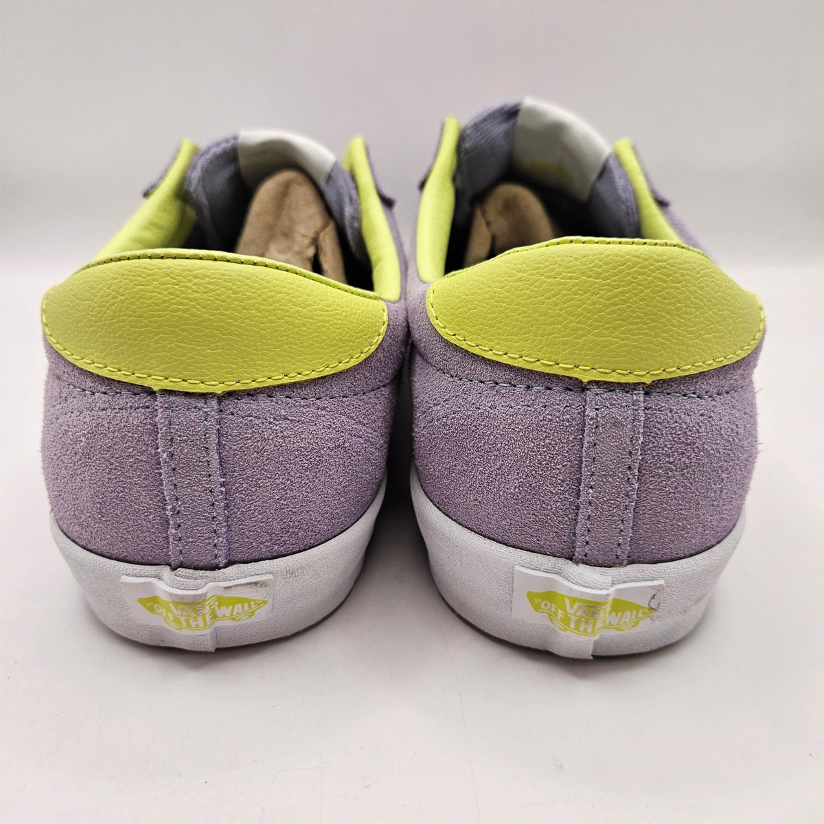 VANS MEN'S 9.5 SPORT SNEAKERS LAVENDER LIME GREEN SUEDE OFF THE WALL