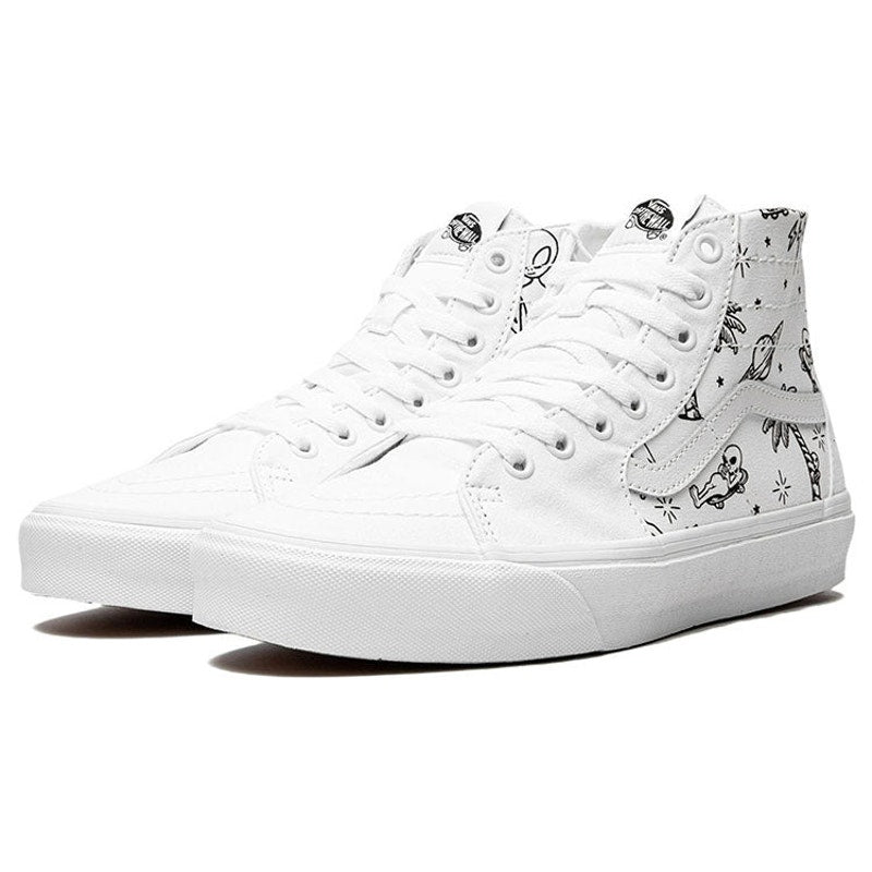 VANS MEN'S 11.5 SK8 HI TAPERED UNIDENTIFIED U PAINT WHITE SKATE SHOES NIB
