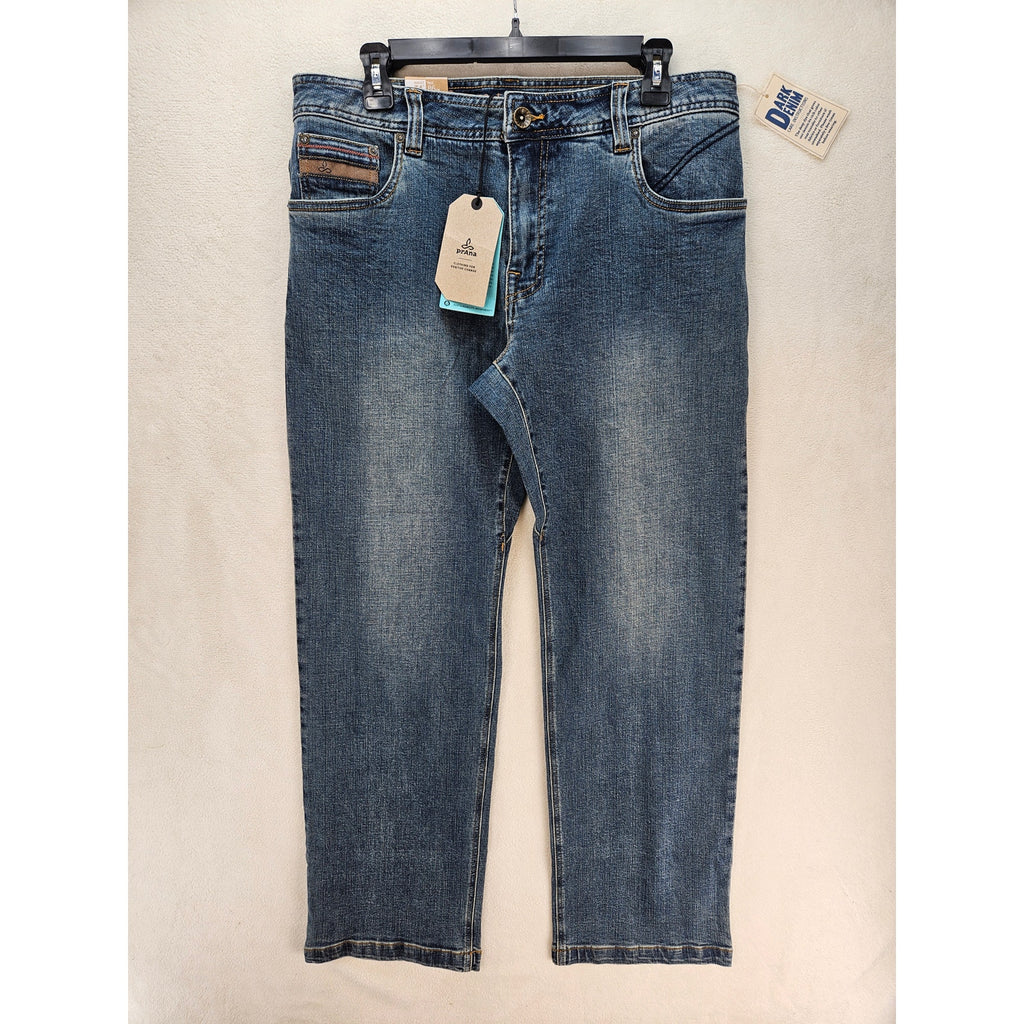 PRANA MEN'S 34X32 AXIOM JEAN ANTIQUE STONE WASH NWT STRAIGHT LEG