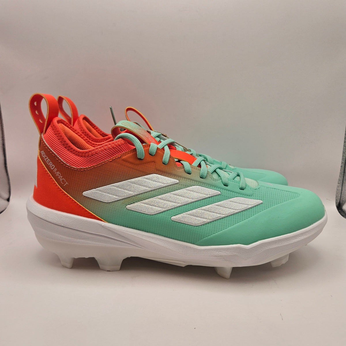 ADIDAS MEN'S 8.5 ADIZERO TPU CANDY BASEBALL SNEAKER IMPACT ORANGE WHITE NWOB