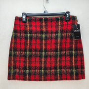 LAUREN RALPH LAUREN PETITE 4P RED BLACK PLAID WOOL BLEND MINI SKIRT NWT