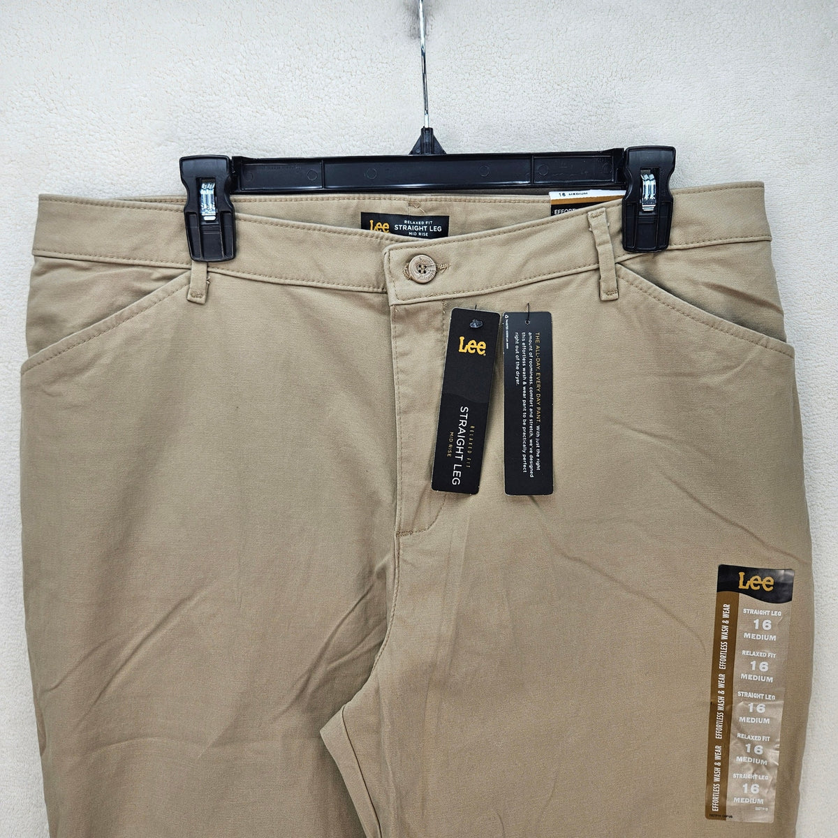 LEE WOMEN'S 16 MEDIUM RELAXED FIT ALL DAY STRAIGHT LEG PANT FLAX NWT