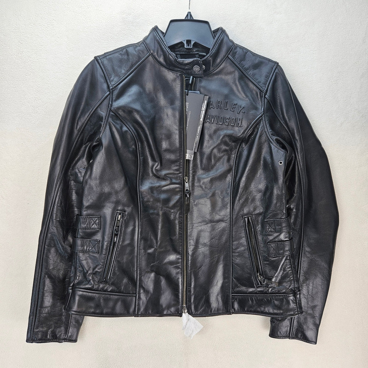 HARLEY DAVIDSON WOMEN'S MEDIUM CAFE RACER MODULAR LEATHER JACKET BLK 98019-23VW