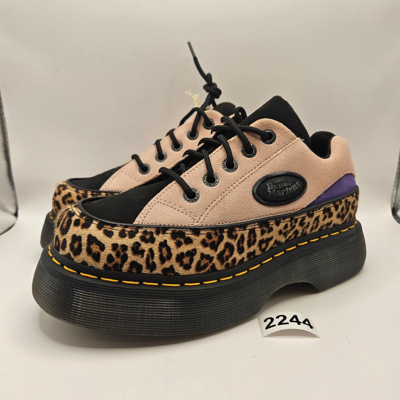 DR MARTENS WOMEN'S 8 BUZZ 5 EYE LEOPARD SUEDE PINK SUEDE PURPLE NWOB