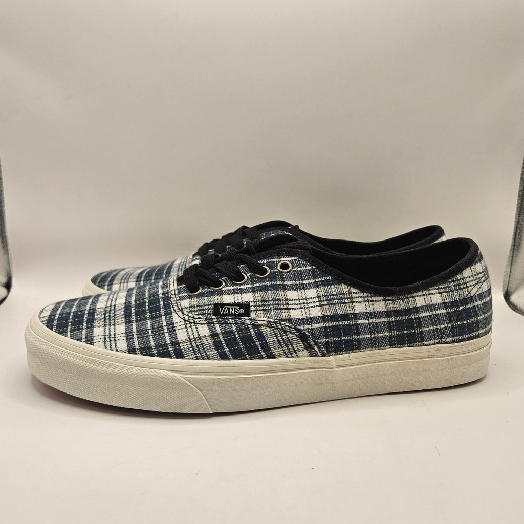 VANS MEN'S 11.5 AUTHENTIC GRUNGE PLAID BLACK BLUE SKATE SNEAKERS NWOB RARE