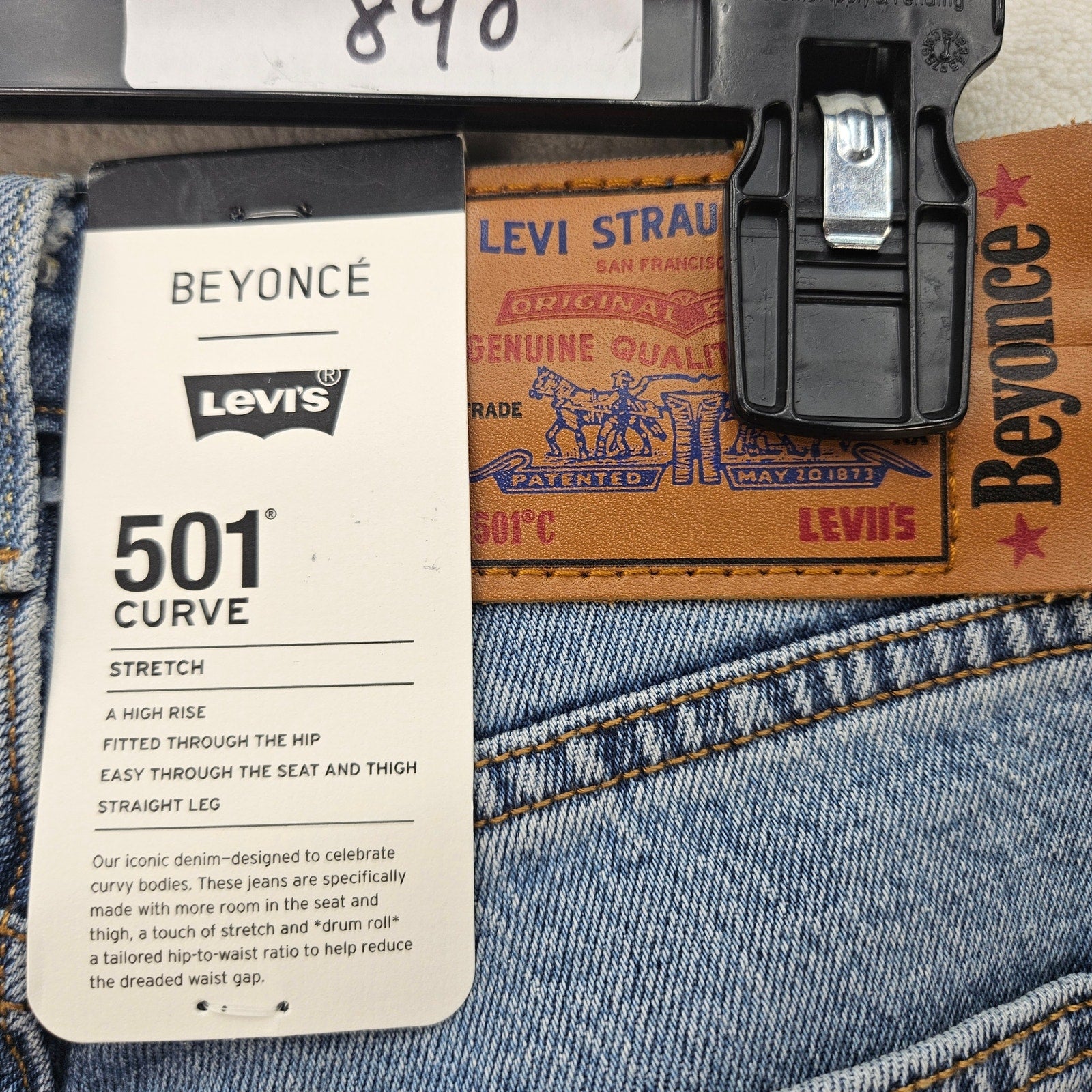 LEVI'S 501 X BEYONCE CURVE JEANS 25X30 WESTERN CRYSTAL NWT $150