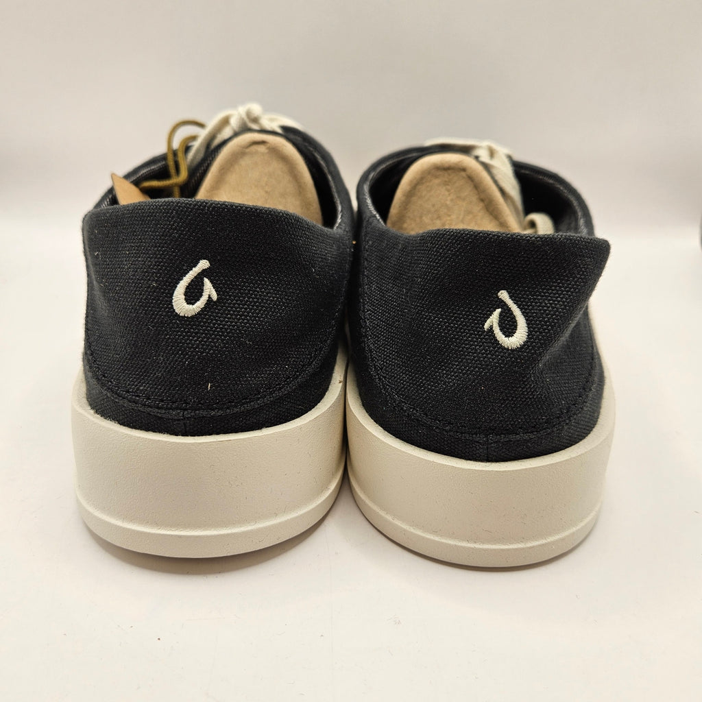 OLUKAI MEN'S 9.5 TRADEWIND BLACK LAVA ROCK LIGHTWEIGHT CANVAS COMFORT SHOES NWOB